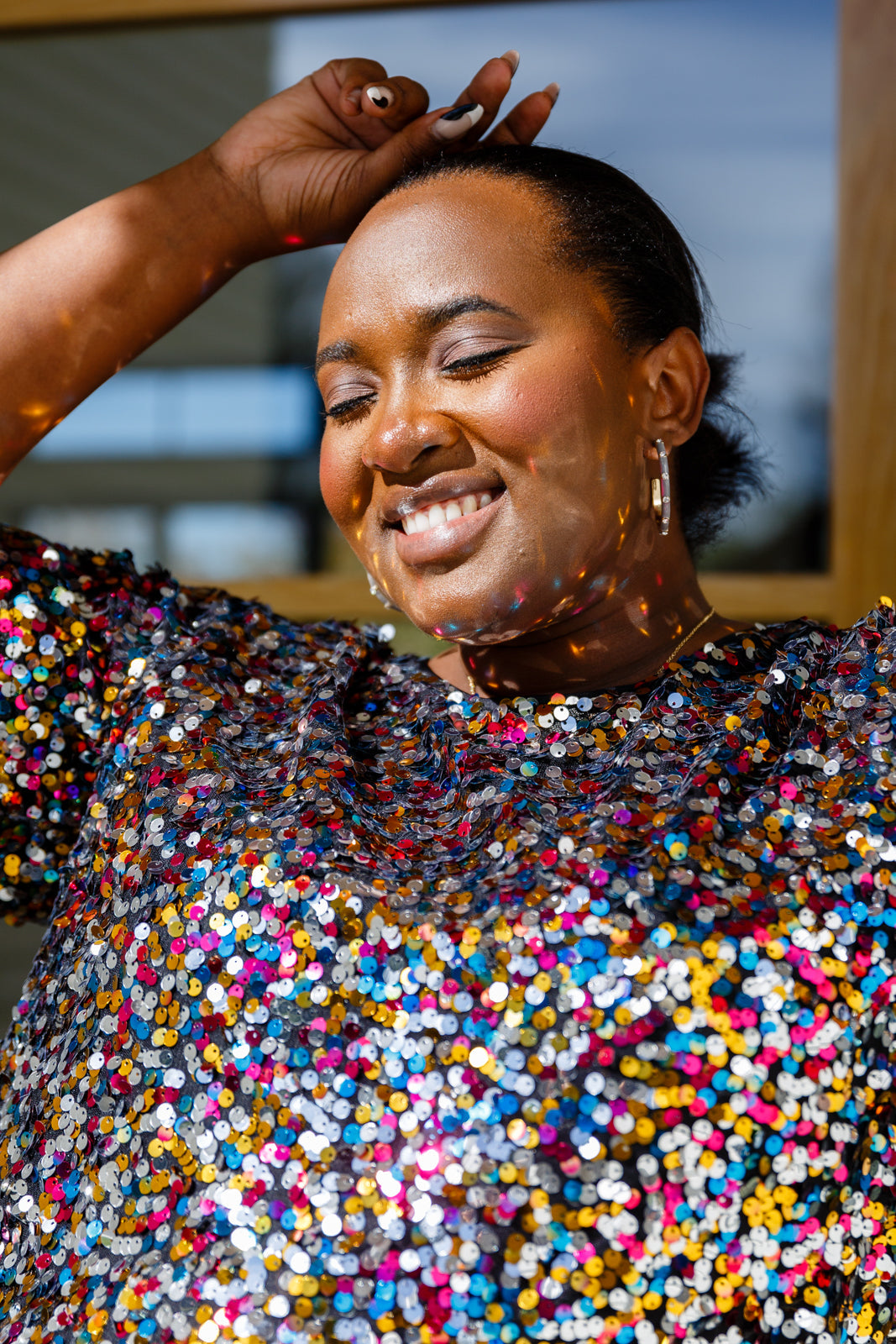 Times Square Sequin Short Sleeve Top