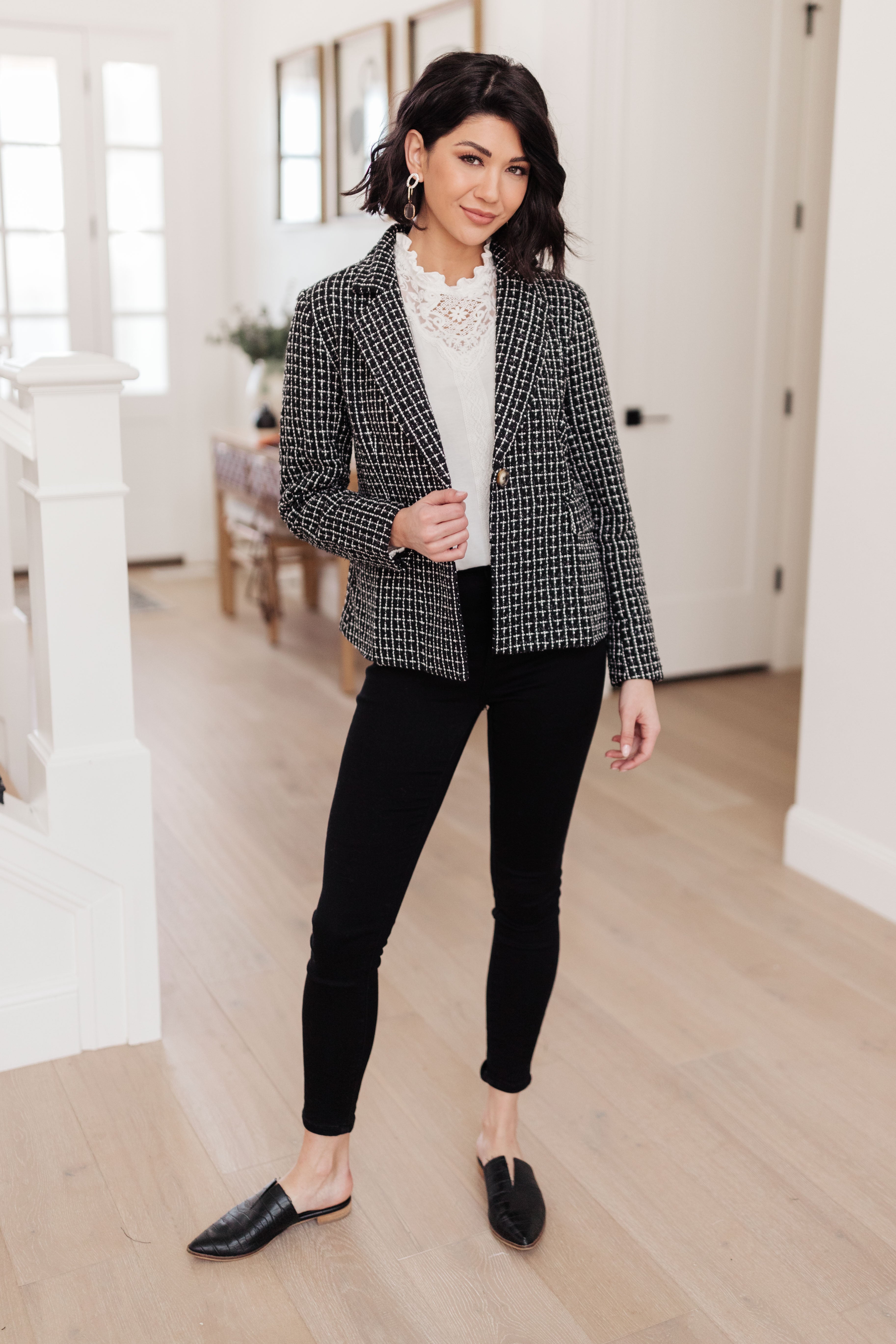 Tweedle Delightful Tweed Blazer In Black