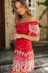 Daisy Chains Dress in Red