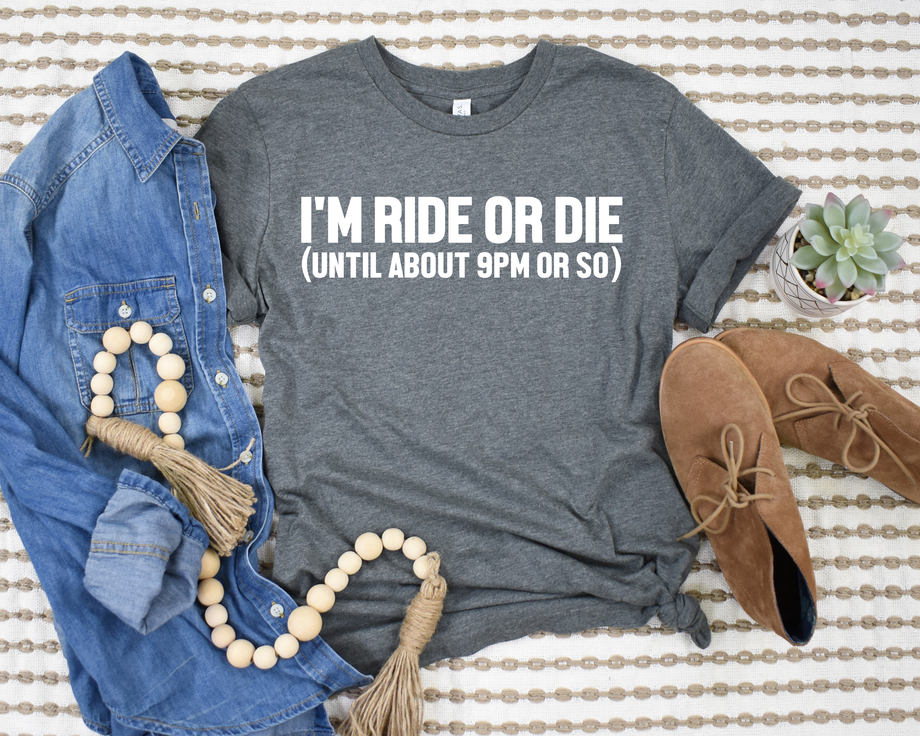 PREORDER: Ride or Die Graphic Tee in Heather Grey