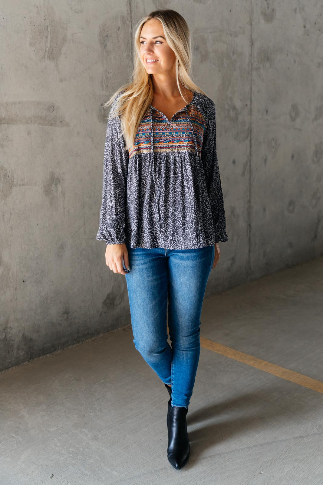 Open Sky Boho Tunic in Charcoal