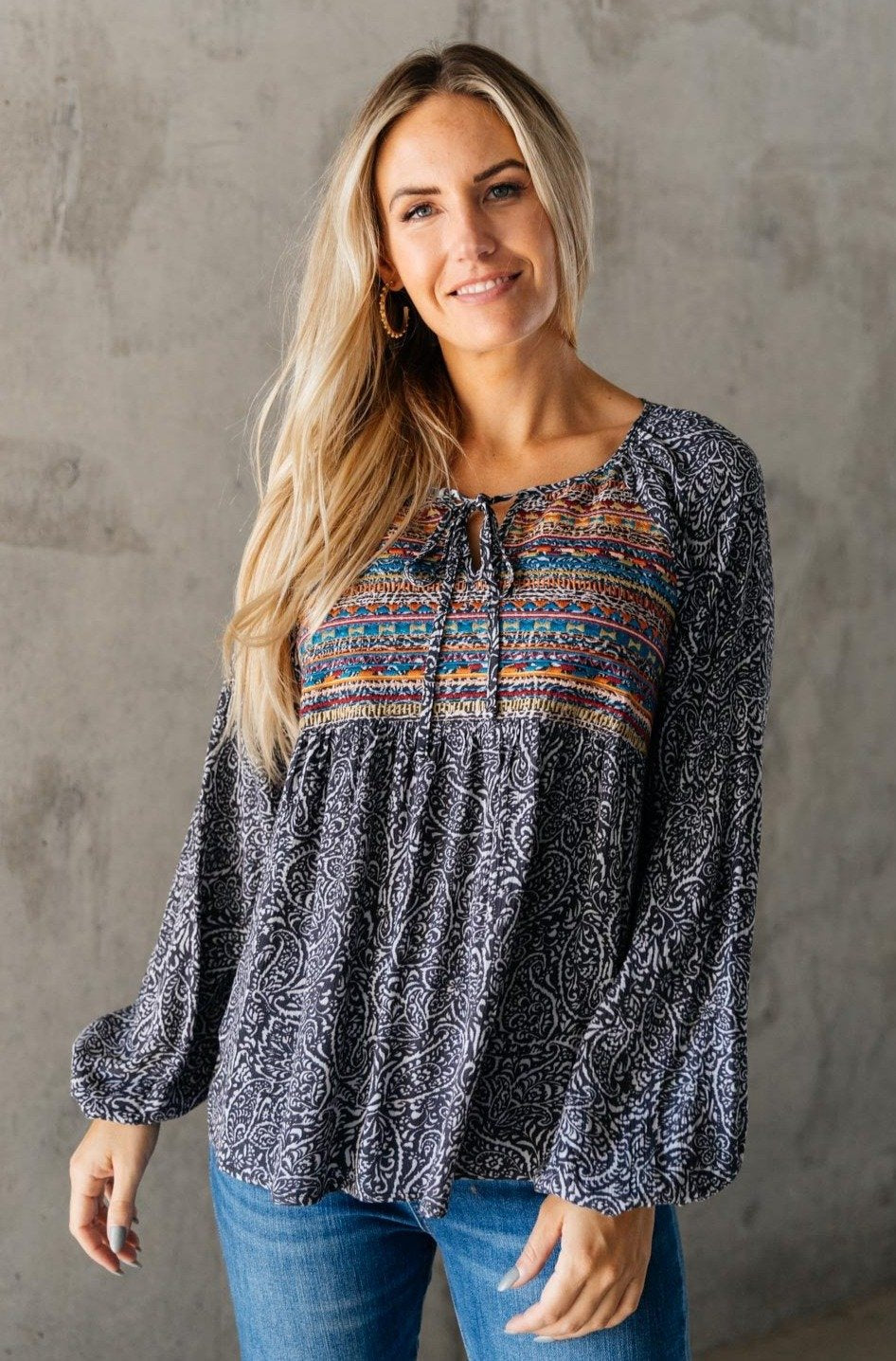 Open Sky Boho Tunic in Charcoal