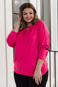 Lovely Ladder V Neck Top in Pink