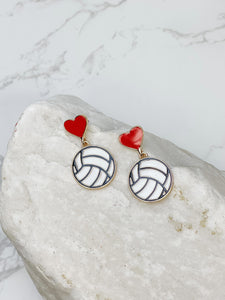 PREORDER: Heart Post Sports Enamel Dangle Earrings in Assorted Styles