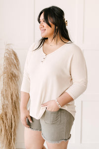 Willow Waffle Knit Top in Beige