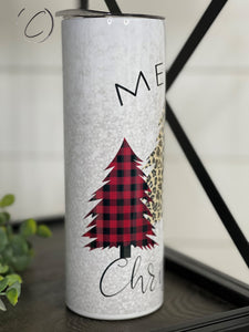 PREORDER: Plaid & Leopard Trees 20oz Skinny Tumbler