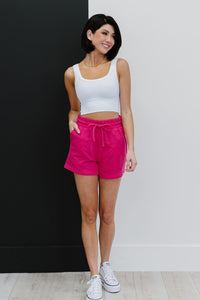 Just Chillin' Full Size Run Sweat Shorts in Pink