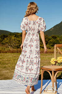 Elba Floral Ruched Puff Sleeve Tiered Maxi Dress **WORTH THE WAIT**