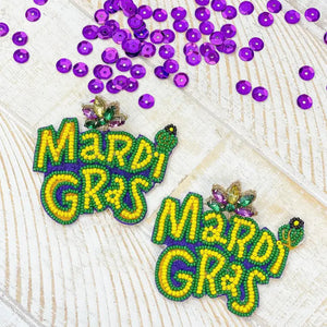 PREORDER: Mardi Gras Beaded Dangle Earrings