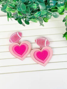 PREORDER: Hot Pink Football Love Drop Earrings