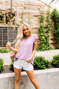 All A Flutter Lavender Top