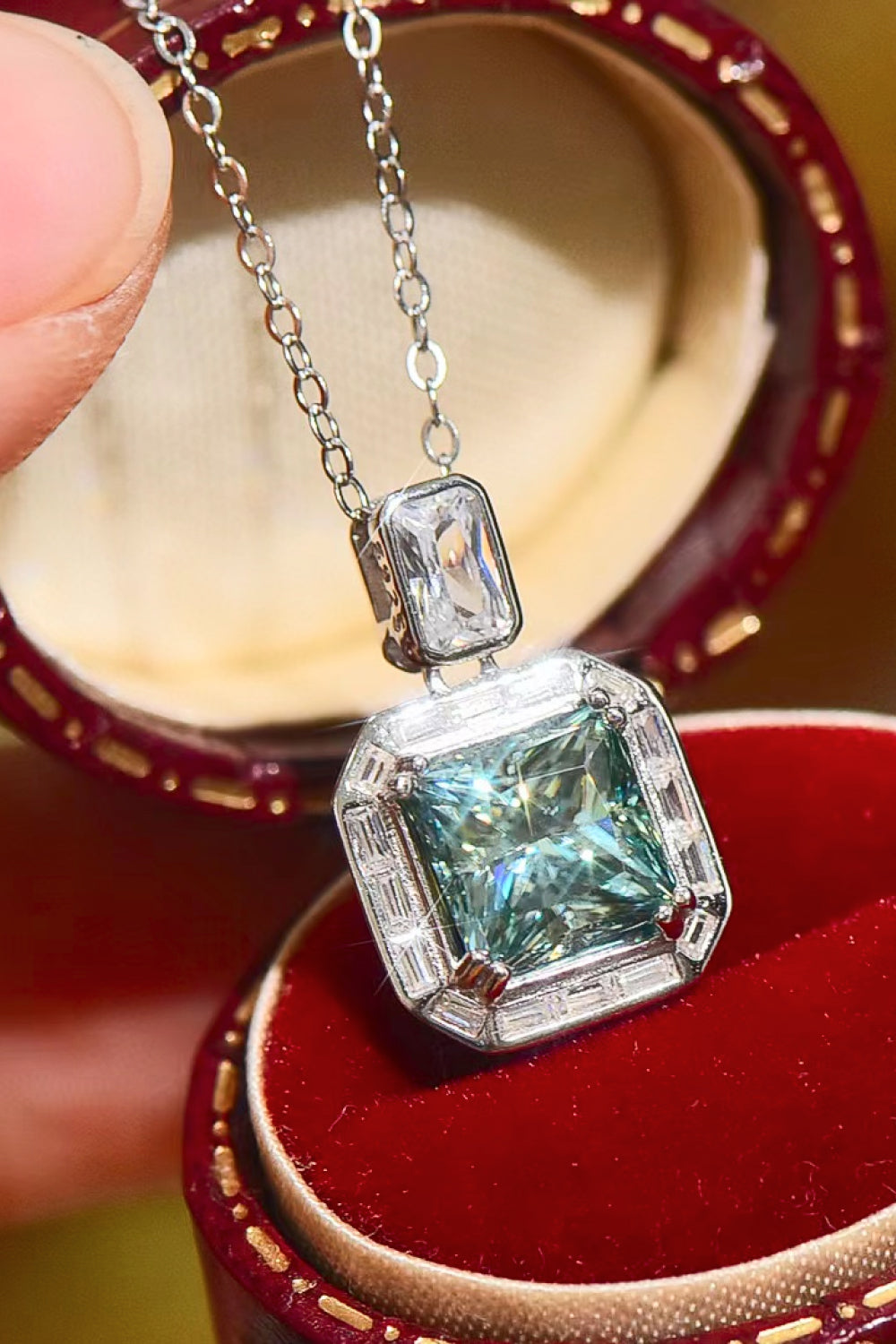 2 Carat Moissanite Princess Cut Pendant Necklace