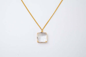 Melania Clara Square Crystal Pendant Necklace