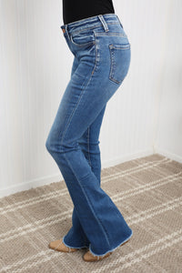 VERVET Raw Hem Pocket Flare Jeans