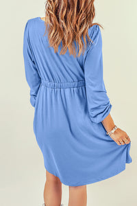 Button Down Long Sleeve Dress with Pockets