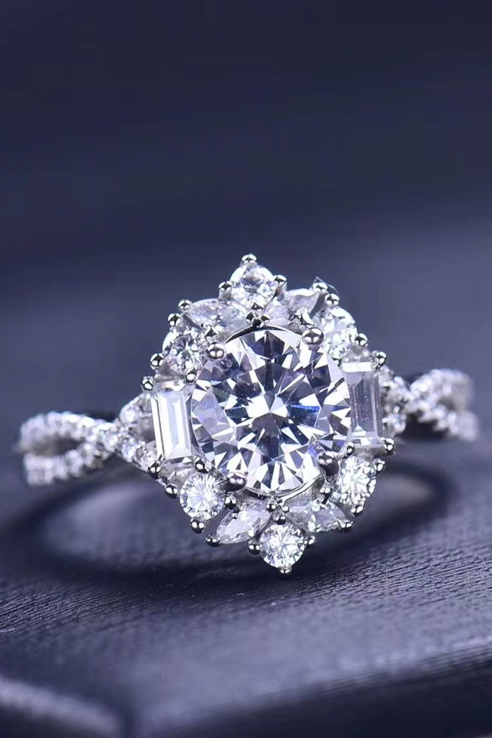 Floral 2 Carat Moissanite and platinum Ring