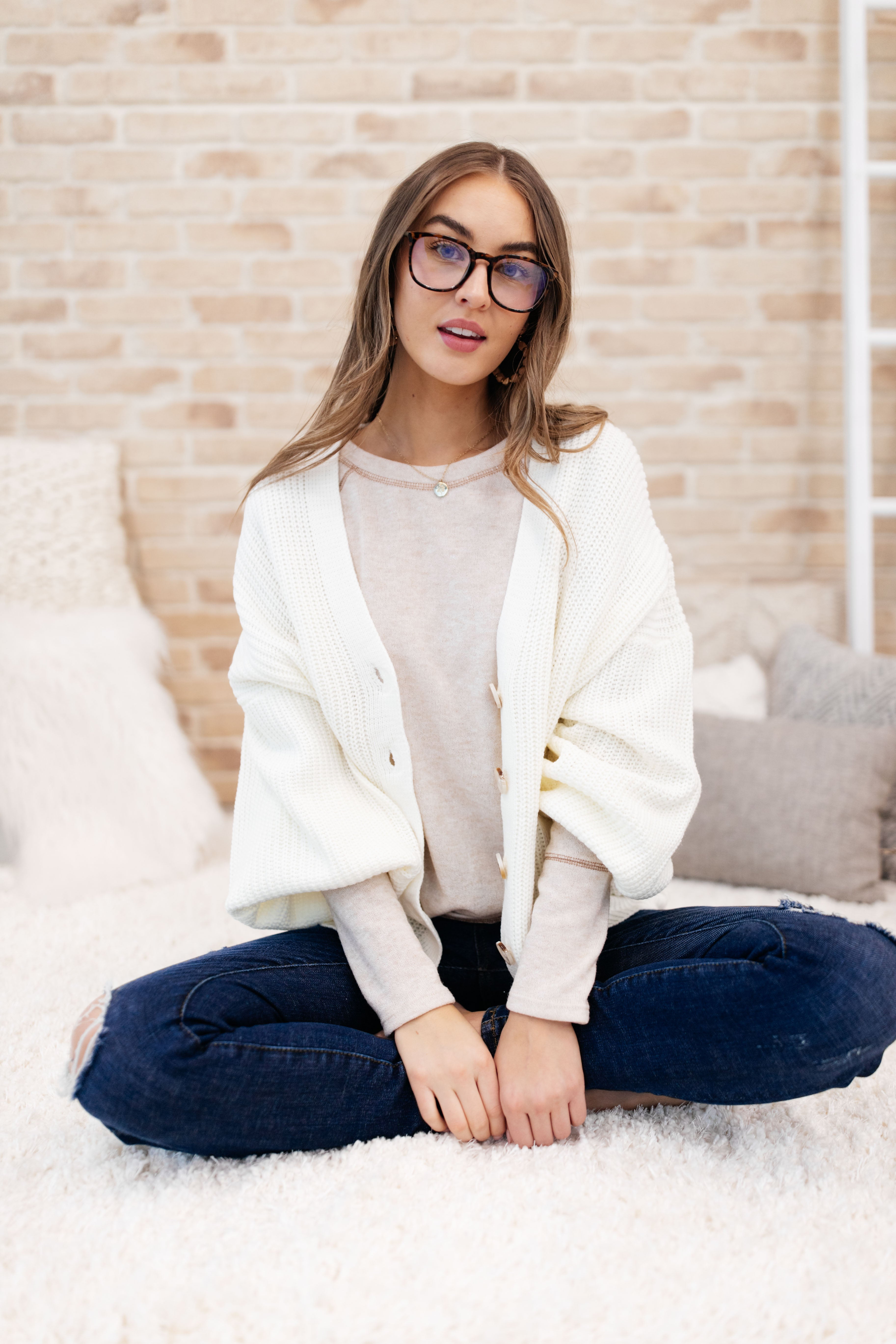 Buttoned Up Babe Sweater In Ivory