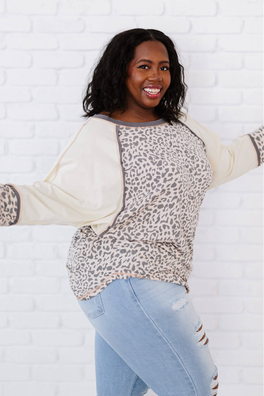 Katelynn Leopard Baseball Tee