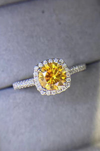 3 Carat Canary Yellow Halo Moissanite Ring