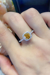 3 Carat Canary Yellow Halo Moissanite Ring