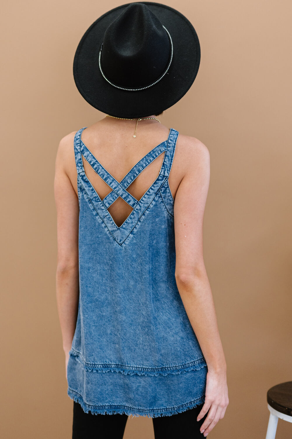 Bobby Mineral Wash Denim Sleeveless Top