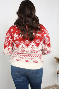 Haptics Full Size Christmas Fuzzy Dropped Shoulder Sweater