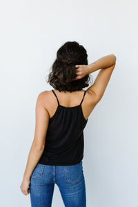 Charlize Surplice Tank In Black