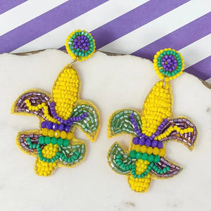 PREORDER: Fleur De Lis Beaded Dangle Earrings