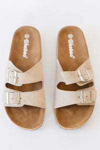 Granola Girl Buckled Soft Footbed Sandals in Taupe