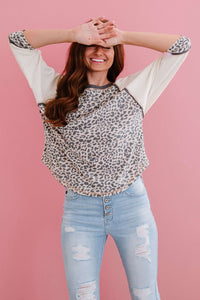 Katelynn Leopard Baseball Tee