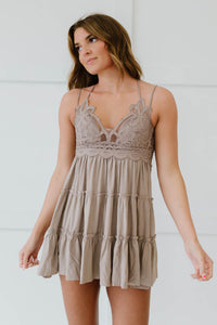 Cross My Heart Full Size Lace Cami in Ash Mocha