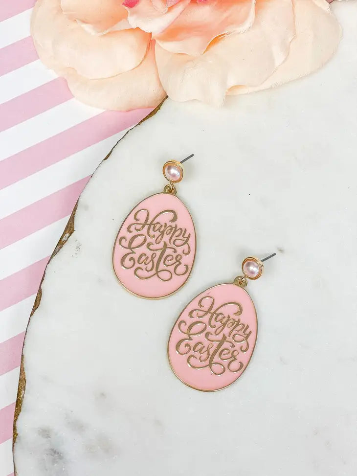 PREORDER: Pearl Post Happy Easter Egg Dangle Earrings