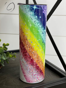 PREORDER: Glitter Rainbow 20oz Skinny Tumbler