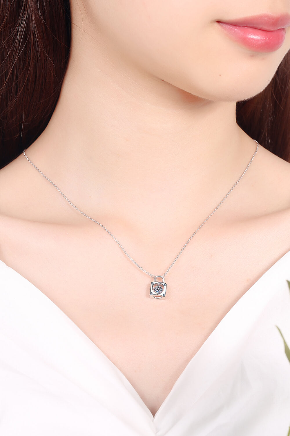 .3 Carat Moissanite Lock Pendant Necklace