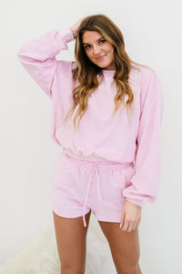 Cameron Terry Lounge Set in Cotton Candy Pink