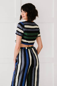 So Divine Striped Crop Top and Pants Set