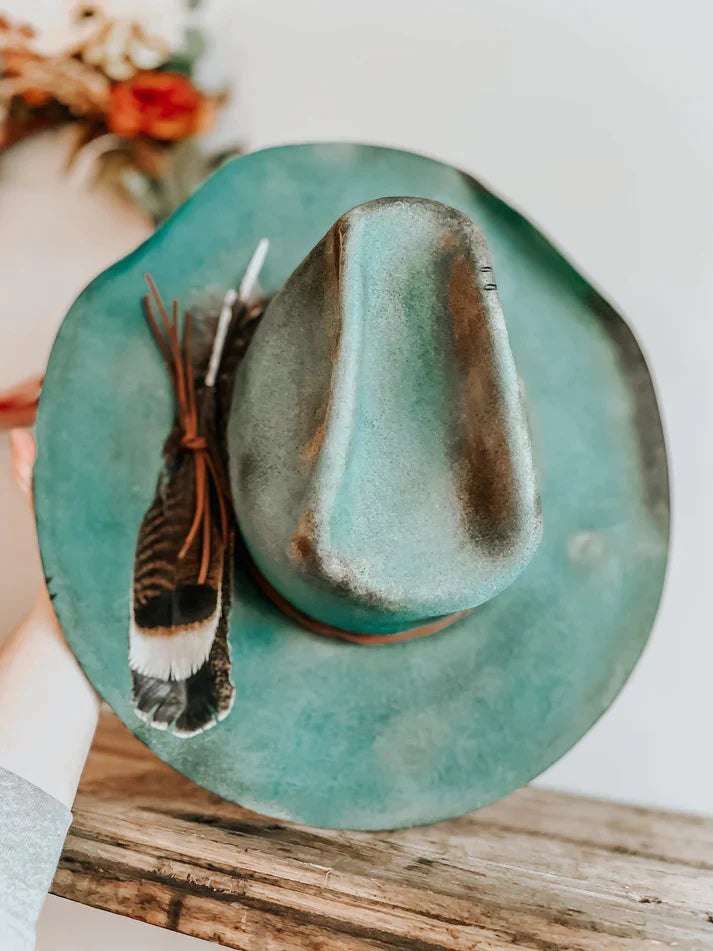 PREORDER: Turquoise Outlaw Distressed Cowboy Hat