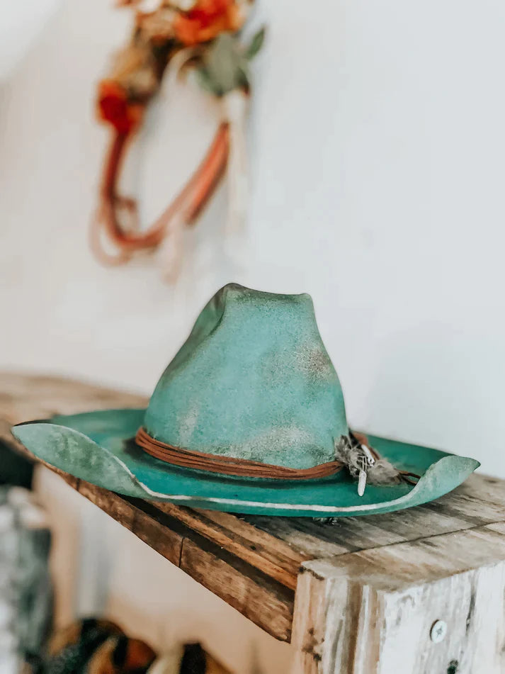 PREORDER: Turquoise Outlaw Distressed Cowboy Hat