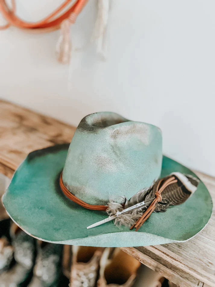 PREORDER: Turquoise Outlaw Distressed Cowboy Hat