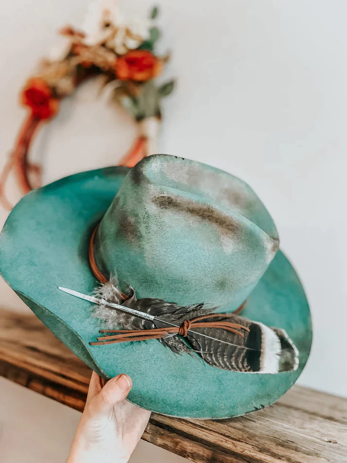 PREORDER: Turquoise Outlaw Distressed Cowboy Hat