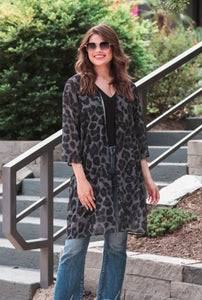 PREORDER: Spot on Leopard Charcoal Kimono