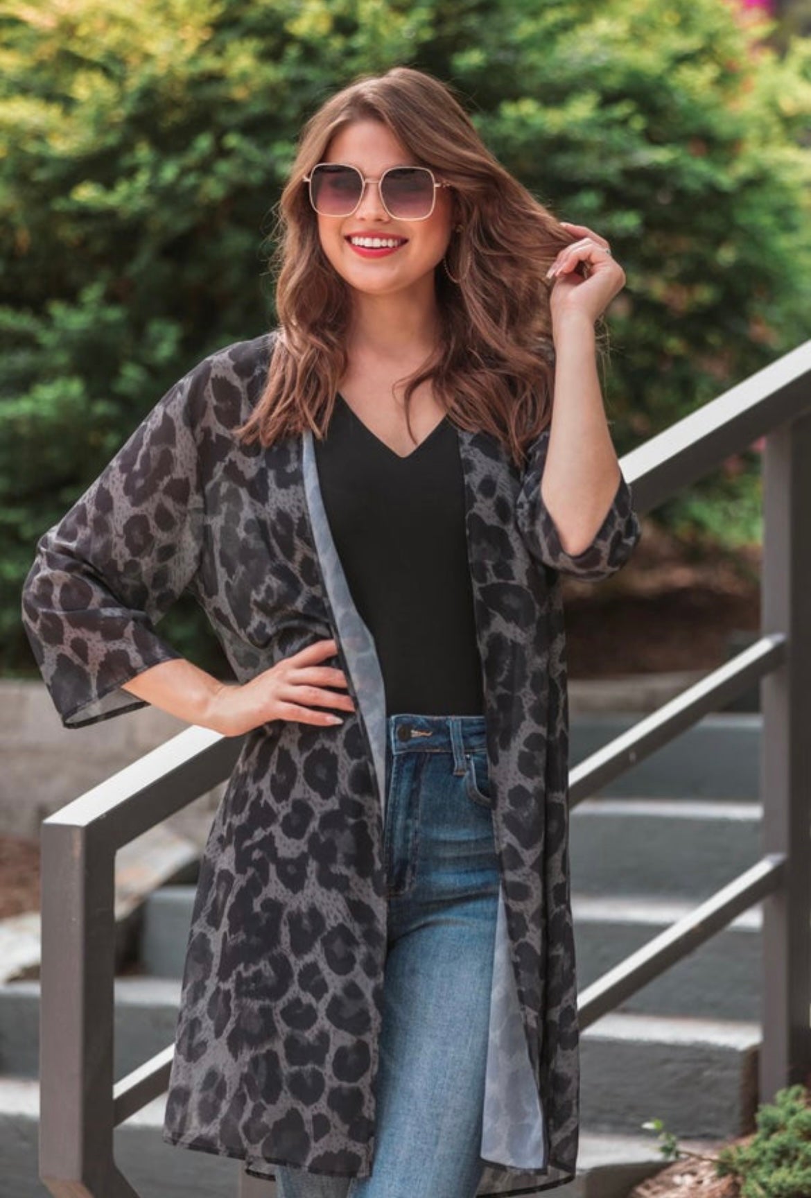 PREORDER: Spot on Leopard Charcoal Kimono