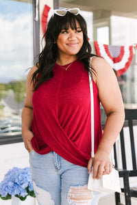 Knotted Hem Tank in Ruby Red