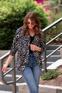 PREORDER: Sierra Cocoon Leopard Cardigan in Black