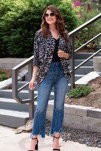 PREORDER: Sierra Cocoon Leopard Cardigan in Black