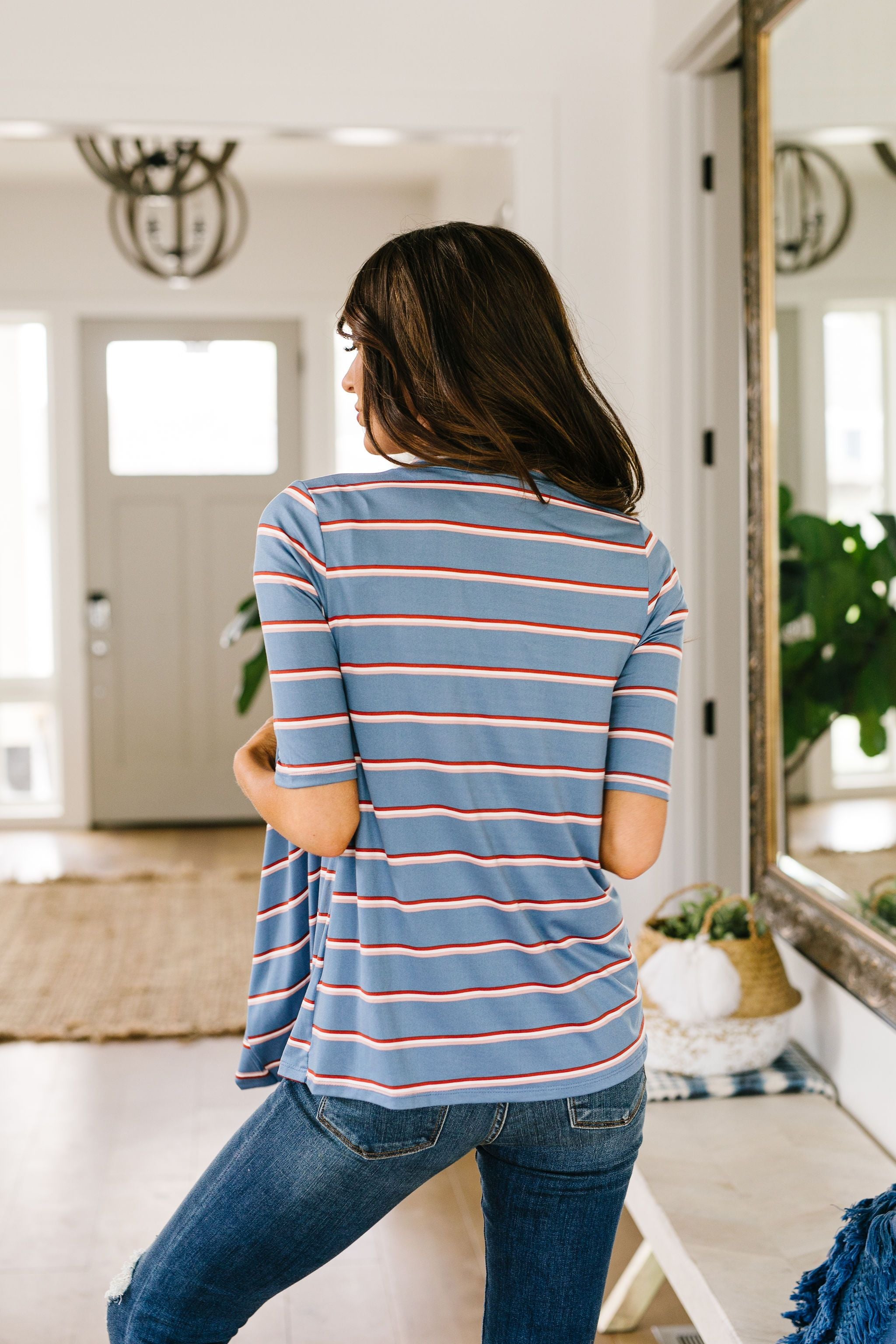 Sporty Striped Cardi In Blue